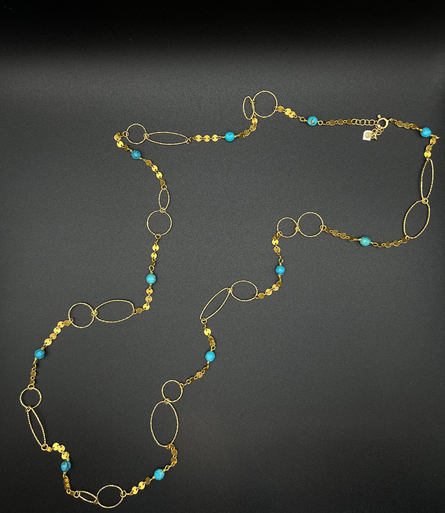 Collana in Argento 925 dorato e turchese naturale