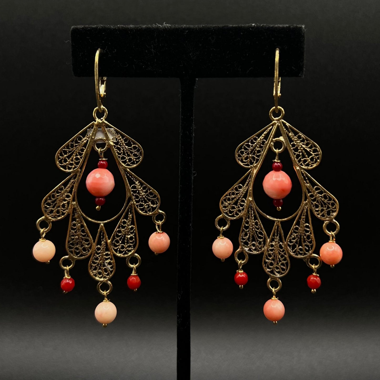 Orecchini in Argento 925 dorato e corallo naturale